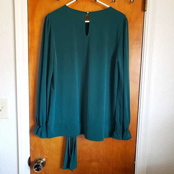 NWT MICHAEL Michael KORS Kelly green puffed sleeve TOP - Picture 4 of 6